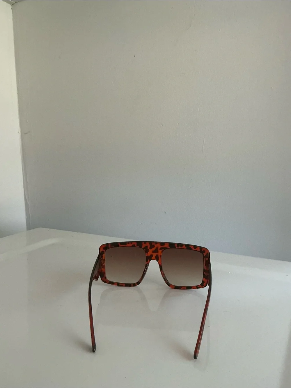 Tortoiseshell Square Shield Sunglasses - Brown Gradient